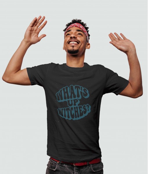 Мъжка тениска с щампа Текст и надписи What`s up witches - TShirtArtShop.com